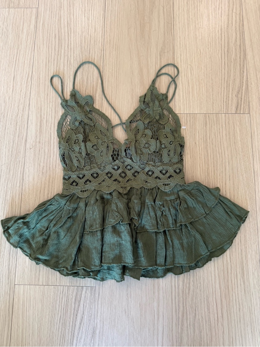 Free People One Adella Cami in Olive Sparrow